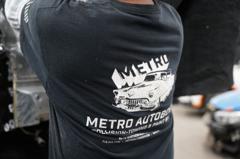 Close-up of the Metro Auto Body Collision, Towing & Paint Shop team shirt