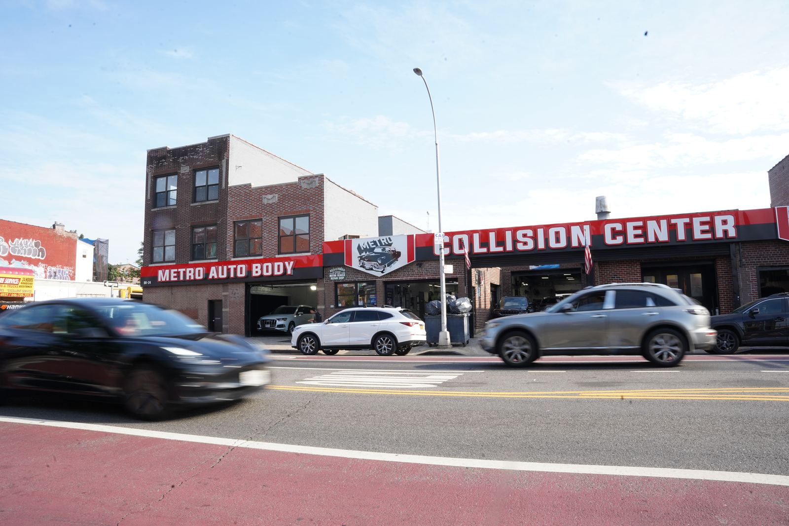 Metro Auto Body and Collision Center storefront on Northern Blvd, Corona NY